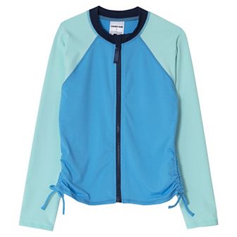Girls 4-16 Lands' End Long Sleeve Zip Front Swim Rash Guard