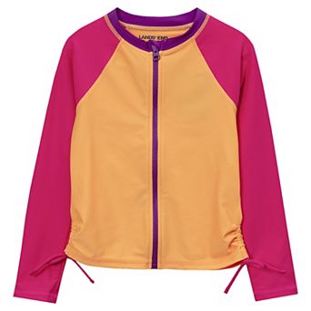 Girls 4-16 Lands' End Long Sleeve Zip Front Swim Rash Guard