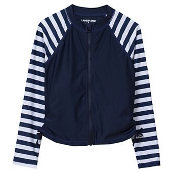 Girls 4-16 Lands' End Long Sleeve Zip Front Swim Rash Guard