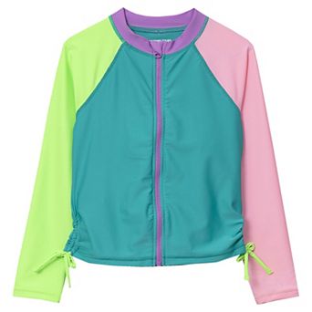 Girls 4-16 Lands' End Long Sleeve Zip Front Swim Rash Guard