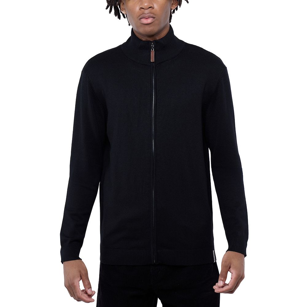 Men's Full Zip Mock Neck Sweater