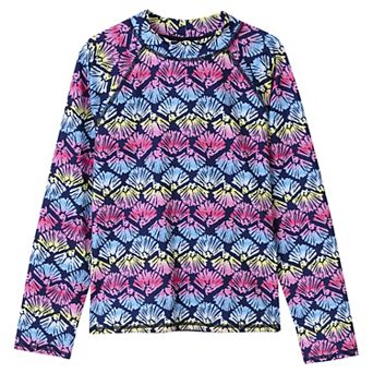 Girls 2-16 Lands' End Slim Long Sleeve Mock Neck Rash Guard Swim Top