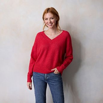 Petite LC Lauren Conrad V-neck Pullover Sweater