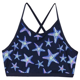 Girls 4-16 Lands' End Chlorine Resistant Criss Cross Swim Top