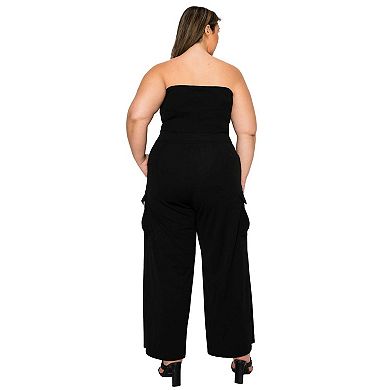 Plus Size Yumi Sleeveless Cargo Jumpsuit