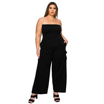 Plus Size Yumi Sleeveless Cargo Jumpsuit