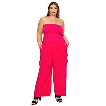 Plus Size Yumi Sleeveless Cargo Jumpsuit