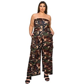 Plus Size Freya Camo Cargo Jumpsuit