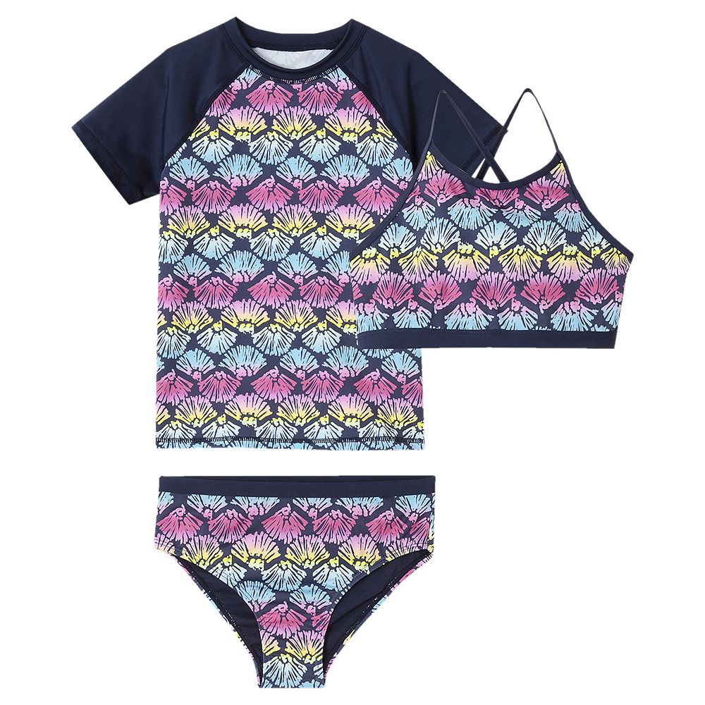 Toddler & Girls 6-16 Lands' End 3-Piece Chlorine Resistant Short Sleeve ...