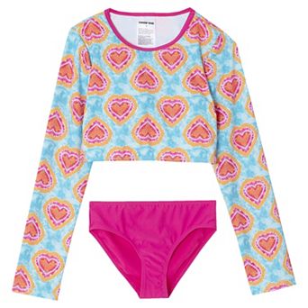 Toddler & Girls 4-16 Lands' End 2 pc Long Sleeve Rash Guard Top & Bikini Bottoms Set