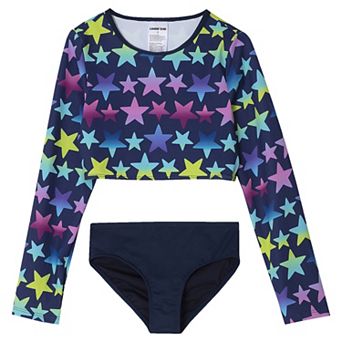 Toddler & Girls 4-16 Lands' End 2 pc Long Sleeve Rash Guard Top & Bikini Bottoms Set