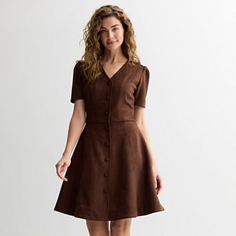 Women's Draper James Button Front Faux Suede Dress