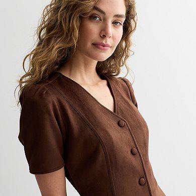 Women's Draper James Button Front Faux Suede Dress