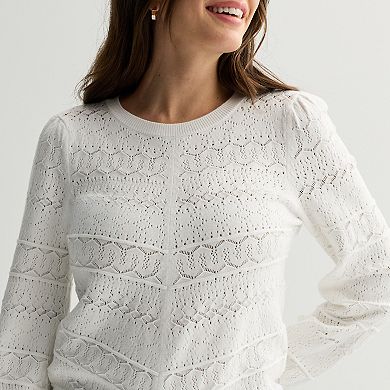Women's Draper James Long Sleeve Pointelle Sweater