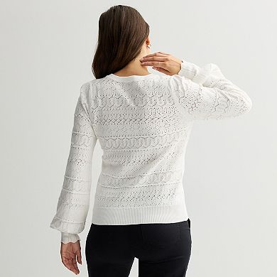 Women's Draper James Long Sleeve Pointelle Sweater