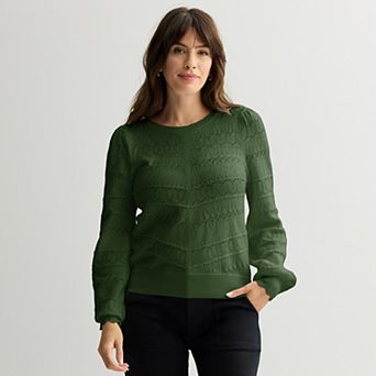 Women's Draper James Long Sleeve Pointelle Sweater