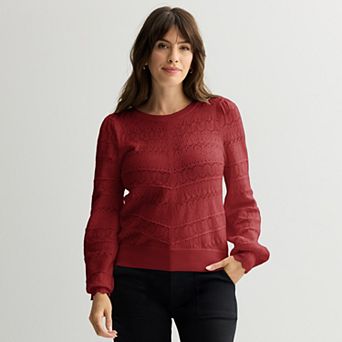 Women's Draper James Long Sleeve Pointelle Sweater