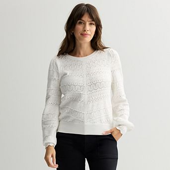 Women's Draper James Long Sleeve Pointelle Sweater