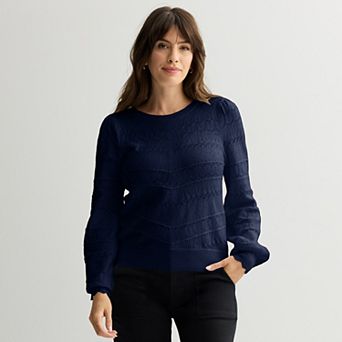 Women's Draper James Long Sleeve Pointelle Sweater