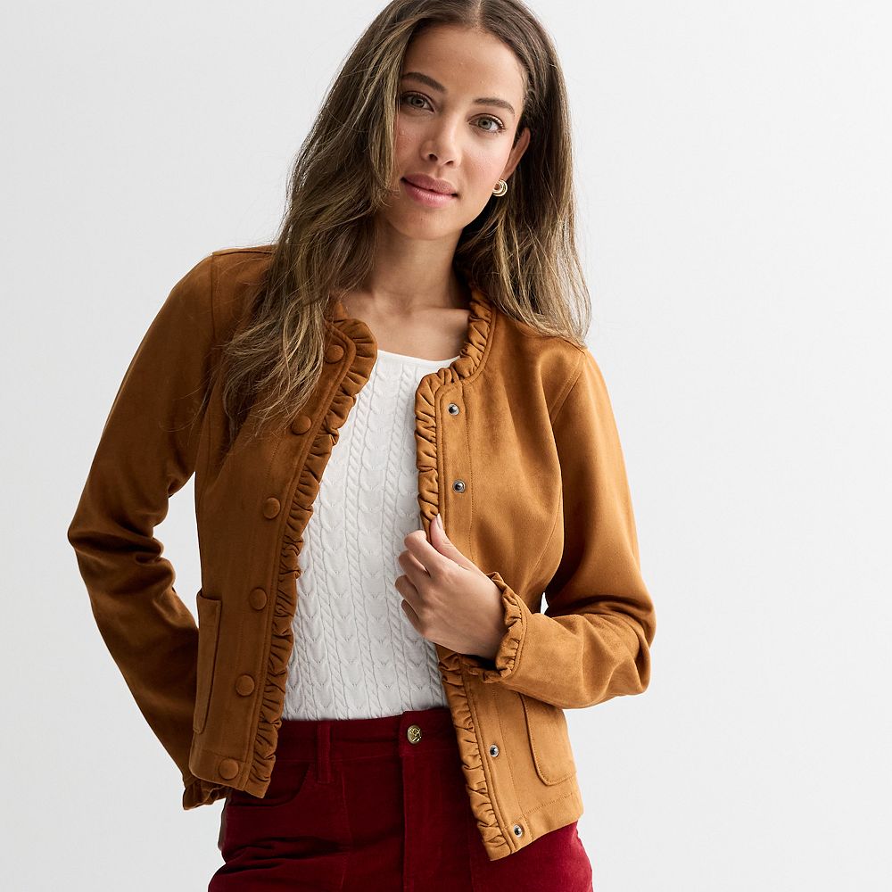 Women's Draper James Ruffle Faux Suede Jacket