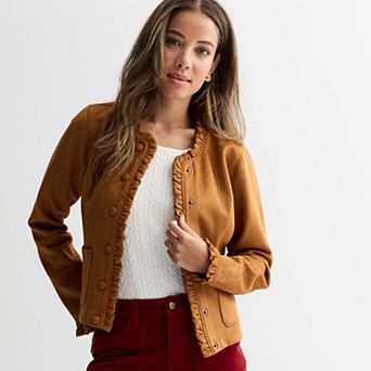 Women's Draper James Ruffle Faux Suede Jacket