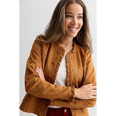 Women's Draper James Ruffle Faux Suede Jacket