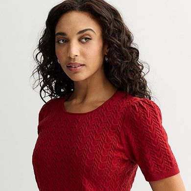 Women's Draper James Short Sleeve Pointelle Sweater