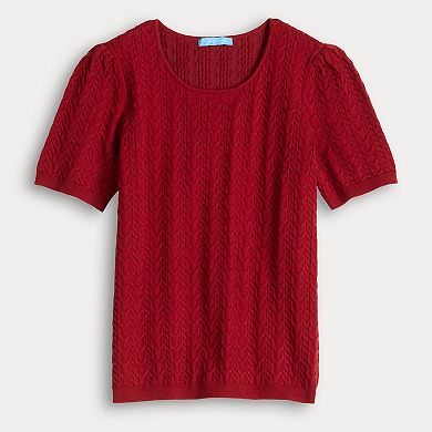 Women's Draper James Short Sleeve Pointelle Sweater