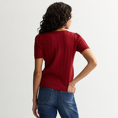 Women's Draper James Short Sleeve Pointelle Sweater
