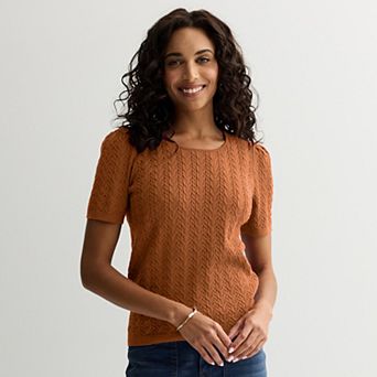 Women's Draper James Short Sleeve Pointelle Sweater