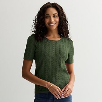 Women's Draper James Short Sleeve Pointelle Sweater