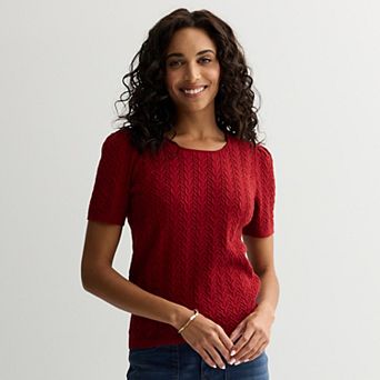 Women's Draper James Short Sleeve Pointelle Sweater