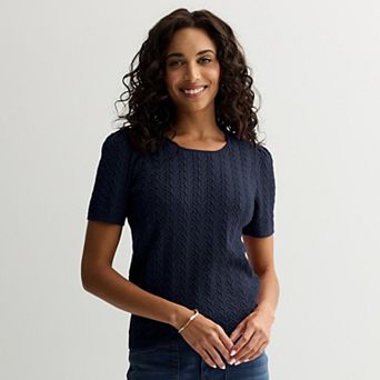 Women's Draper James Short Sleeve Pointelle Sweater