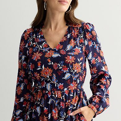 Women's Draper James V-Neck Long Sleeve Midi Dress