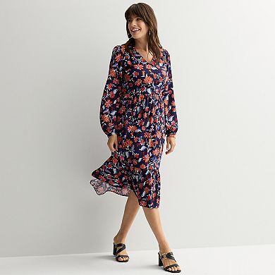 Women's Draper James V-Neck Long Sleeve Midi Dress