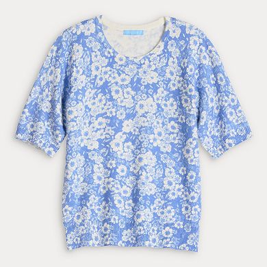 Women's Draper James Short Sleeve Printed Sweater