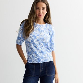 Women's Draper James Short Sleeve Printed Sweater