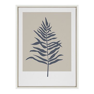 Sylvie Muted Tan and Blue Colorblock Botanical Fern Framed Canvas by The Creative Bunch Studio