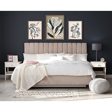 Sylvie Beaded LV Floral 3 Framed Canvas by Valerie McKeehan of Lily and Val