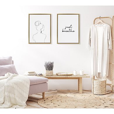 Sylvie Just Breathe BW Framed Canvas by The Creative Bunch Studio