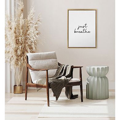 Sylvie Just Breathe BW Framed Canvas by The Creative Bunch Studio
