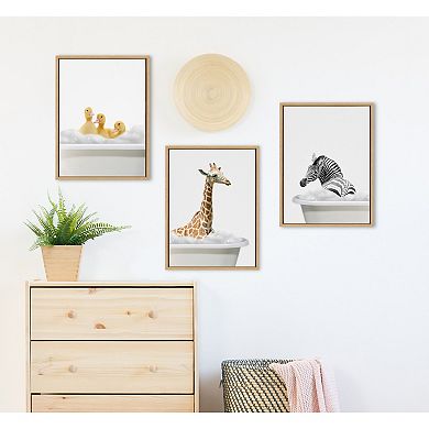 Sylvie Bathroom Bubble Bath 3 Ducks Framed Canvas by The Creative Bunch Studio