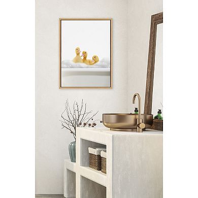 Sylvie Bathroom Bubble Bath 3 Ducks Framed Canvas by The Creative Bunch Studio