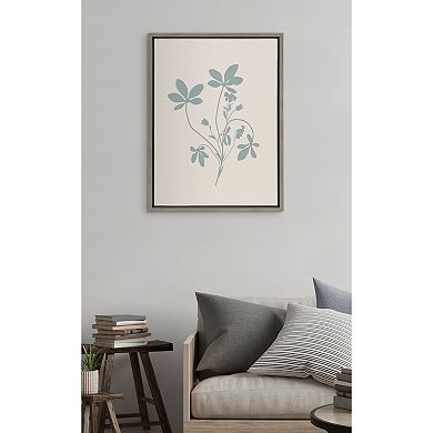 Sylvie Soft and Simple Feminine Blue Botanical Framed Canvas by The Creative Bunch Studio