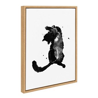 Sylvie Playful Cat BW Framed Canvas by Viola Kreczmer