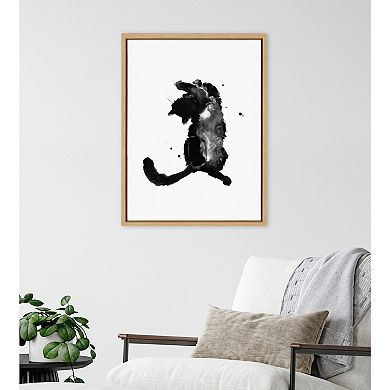 Sylvie Playful Cat BW Framed Canvas by Viola Kreczmer