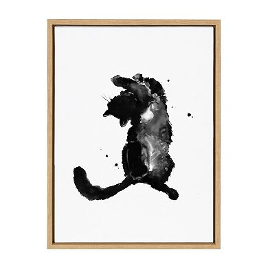 Sylvie Playful Cat BW Framed Canvas by Viola Kreczmer