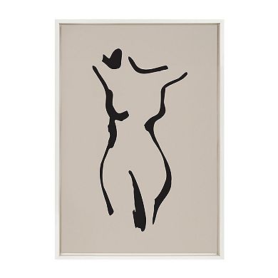 Sylvie Minimalist Neutral Line Art Drawing Body Framed Canvas by The Creative Bunch Studio