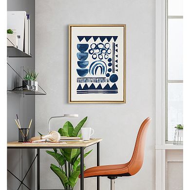 Sylvie 858 Indigo Abstract Framed Canvas by Teju Reval