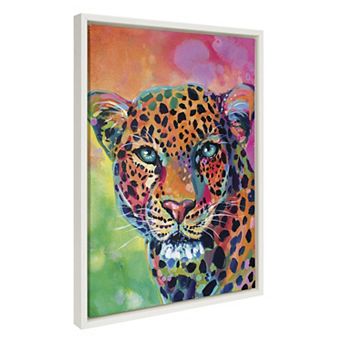 Sylvie Leopard Magic Framed Canvas by Rachel Christopoulos
